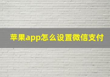 苹果app怎么设置微信支付