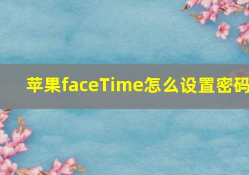 苹果faceTime怎么设置密码