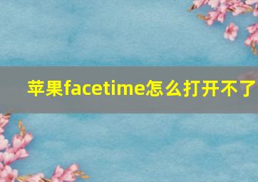 苹果facetime怎么打开不了