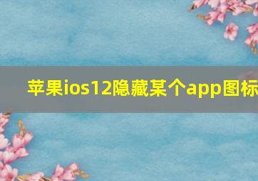 苹果ios12隐藏某个app图标