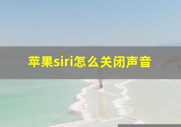 苹果siri怎么关闭声音