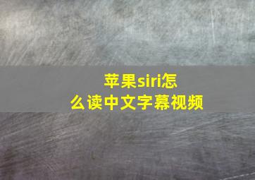 苹果siri怎么读中文字幕视频