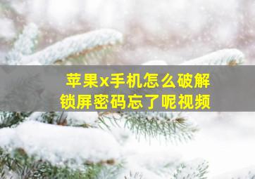 苹果x手机怎么破解锁屏密码忘了呢视频