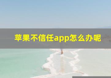 苹果不信任app怎么办呢