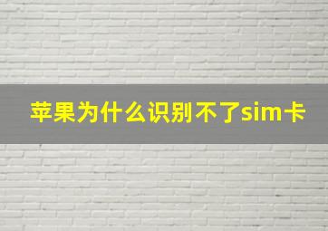 苹果为什么识别不了sim卡