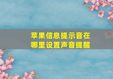 苹果信息提示音在哪里设置声音提醒