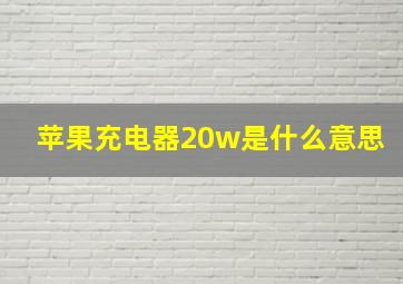 苹果充电器20w是什么意思