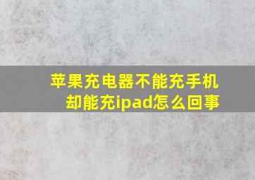 苹果充电器不能充手机却能充ipad怎么回事