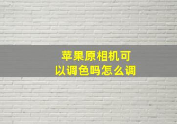 苹果原相机可以调色吗怎么调