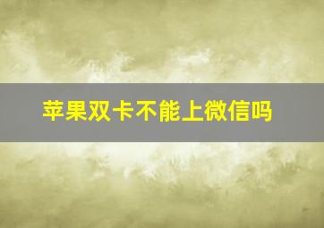 苹果双卡不能上微信吗