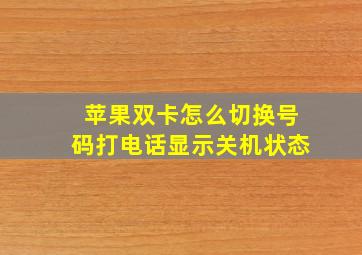 苹果双卡怎么切换号码打电话显示关机状态