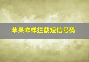 苹果咋样拦截短信号码