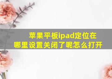 苹果平板ipad定位在哪里设置关闭了呢怎么打开