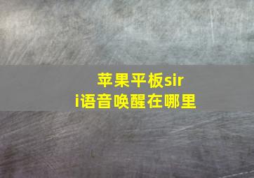 苹果平板siri语音唤醒在哪里