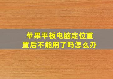 苹果平板电脑定位重置后不能用了吗怎么办