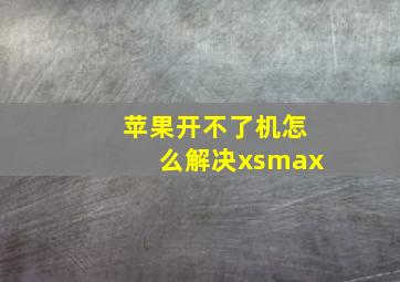 苹果开不了机怎么解决xsmax