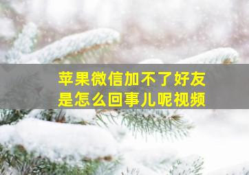 苹果微信加不了好友是怎么回事儿呢视频