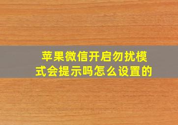 苹果微信开启勿扰模式会提示吗怎么设置的