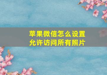 苹果微信怎么设置允许访问所有照片