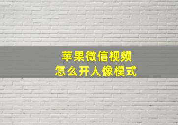 苹果微信视频怎么开人像模式