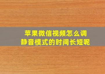 苹果微信视频怎么调静音模式的时间长短呢