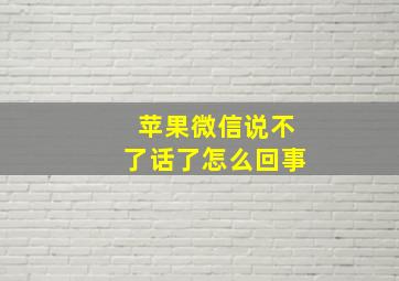 苹果微信说不了话了怎么回事