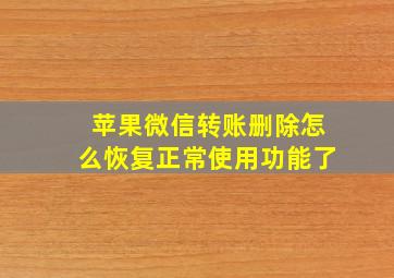 苹果微信转账删除怎么恢复正常使用功能了