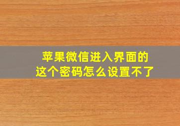 苹果微信进入界面的这个密码怎么设置不了