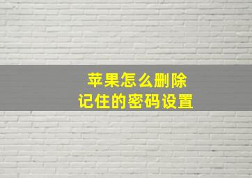 苹果怎么删除记住的密码设置