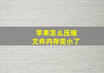 苹果怎么压缩文件内存变小了