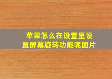 苹果怎么在设置里设置屏幕旋转功能呢图片