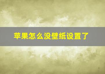 苹果怎么没壁纸设置了