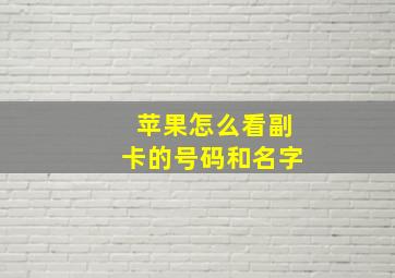 苹果怎么看副卡的号码和名字