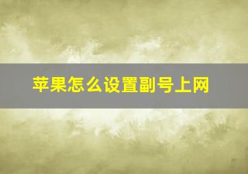 苹果怎么设置副号上网