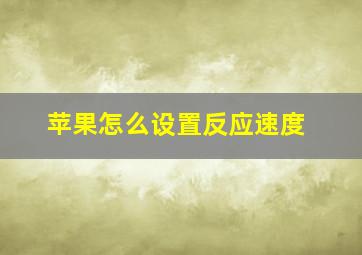 苹果怎么设置反应速度