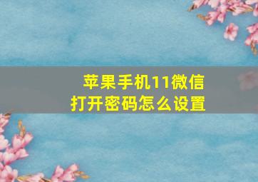 苹果手机11微信打开密码怎么设置