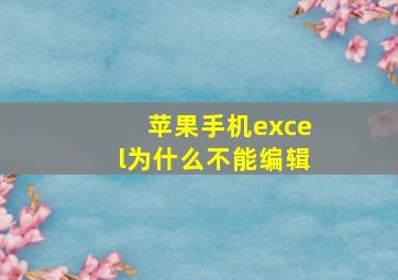 苹果手机excel为什么不能编辑