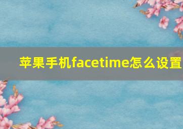 苹果手机facetime怎么设置