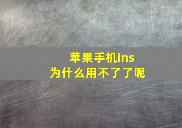 苹果手机ins为什么用不了了呢