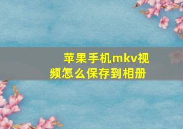 苹果手机mkv视频怎么保存到相册