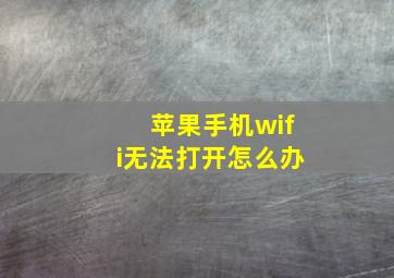 苹果手机wifi无法打开怎么办