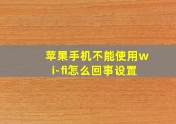 苹果手机不能使用wi-fi怎么回事设置