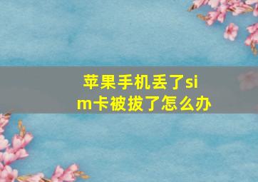 苹果手机丢了sim卡被拔了怎么办