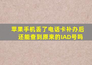 苹果手机丢了电话卡补办后还能查到原来的IAD号吗