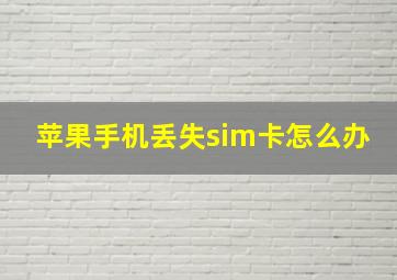 苹果手机丢失sim卡怎么办