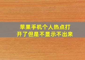 苹果手机个人热点打开了但是不显示不出来