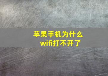 苹果手机为什么wifi打不开了