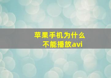 苹果手机为什么不能播放avi