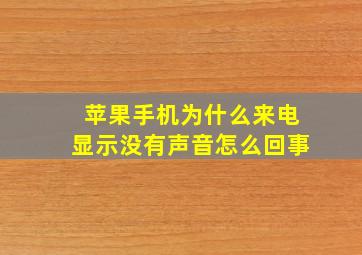 苹果手机为什么来电显示没有声音怎么回事