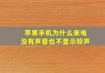 苹果手机为什么来电没有声音也不显示铃声